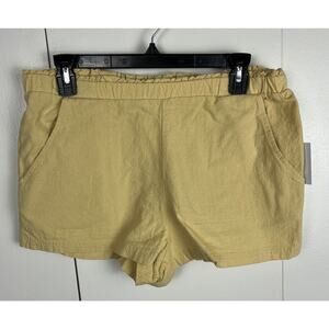 O'NEILL Womens Carlene Shorts Mustard Yellow Linen Blend Medium Bottoms